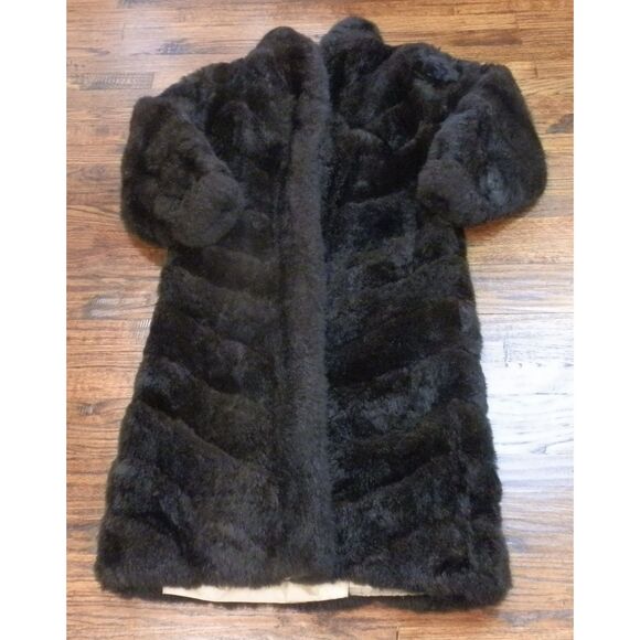Vintage New Zealand Opossum Fur Reversible Long Coat Size 12 - Picture 1 of 5
